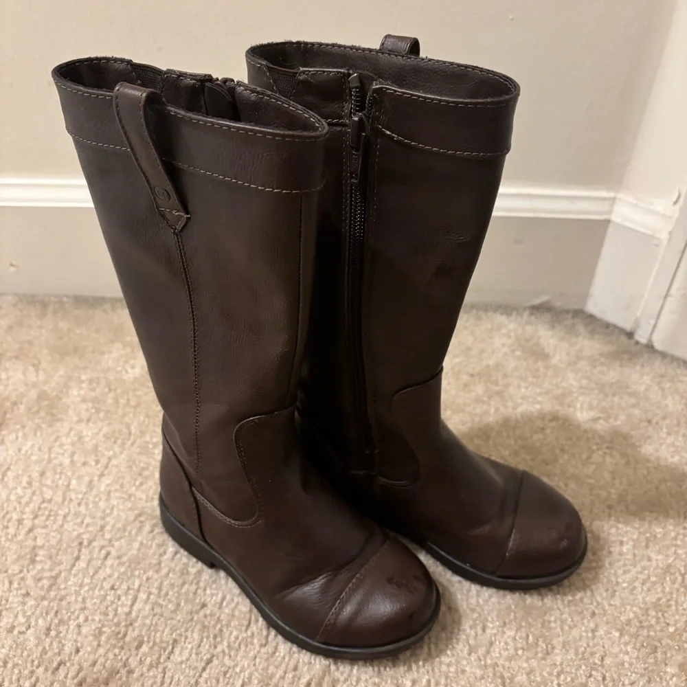Stride Rite Brown Valerie Knee Length Leather-Like Boots Size 9